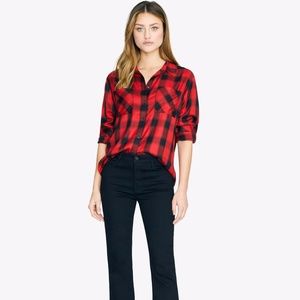 NEW Sanctuary Boyfriend Shirt Red Black Plaid S